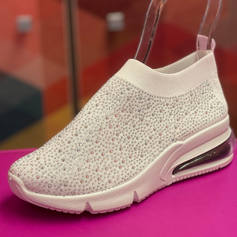 Italina Knitted Sparkly Embellished Platform Slip-On Sock Sneaker - Picture 7 of 9